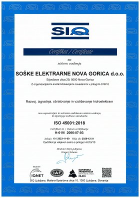 Certifikat 45001 SLO 2023